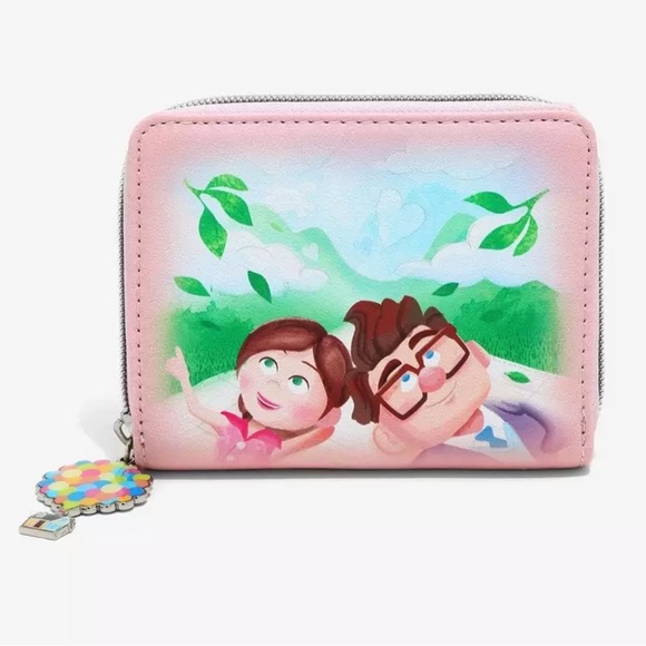 UP Pixar Disney Loungefly Wallet Carl & Ellie Pink Up Movie Mini Zip wallet Cute - Picture 1 of 14